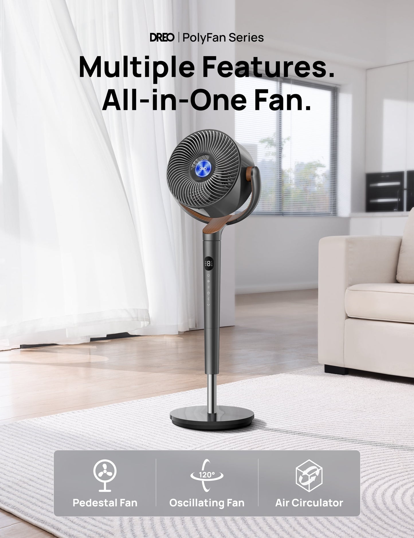 Ultimate Quiet Pedestal Fan with 8 Speeds and 3 Modes - 120° Oscillation, Remote Control, and Adjustable Height for Maximum Comfort