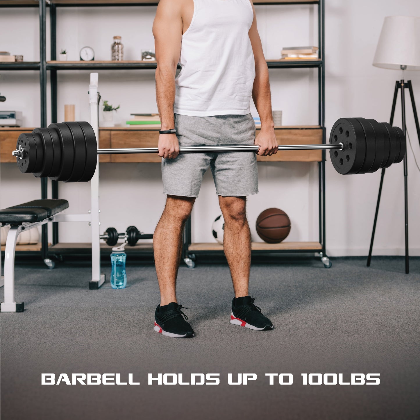 Transform Your Home Workouts with the FitRx 100Lbs Adjustable Dumbbells, Kettlebells, and Barbell Weight Set