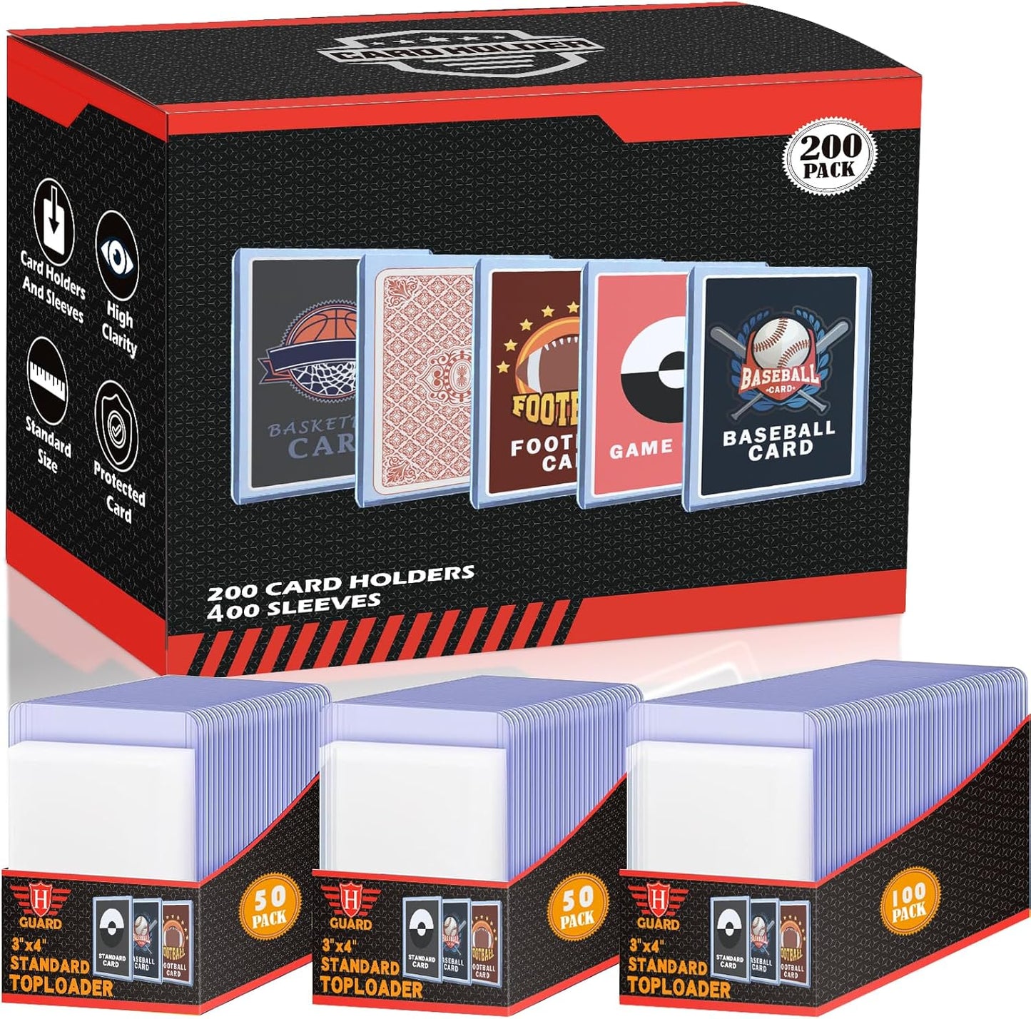 Ultimate 250 PCS Toploaders and Card Sleeves Set for Trading Cards - Perfect Protection for Baseball, MTG, TCG, and More!