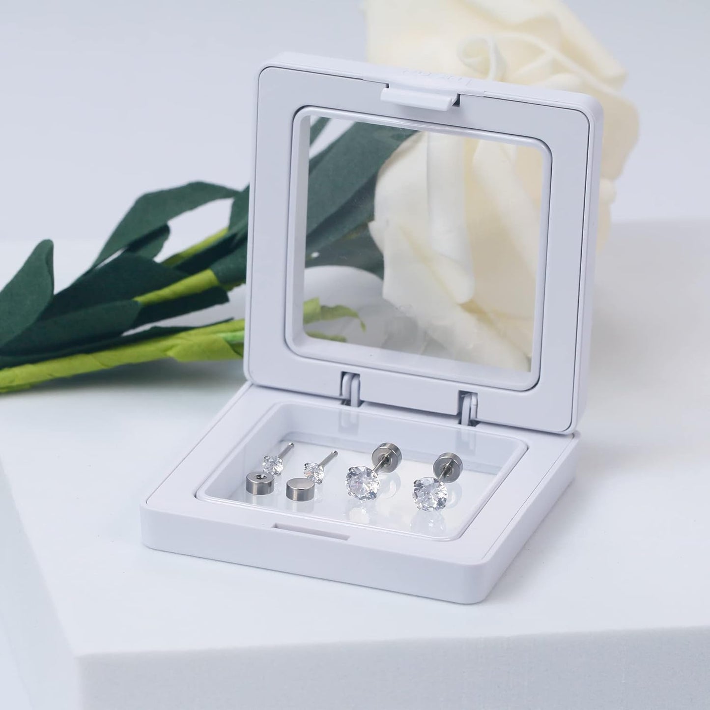 Elevate Your Style with 2 Pairs of Dazzling CZ Flat Back Stud Earrings - Perfect for Cartilage and Everyday Wear!
