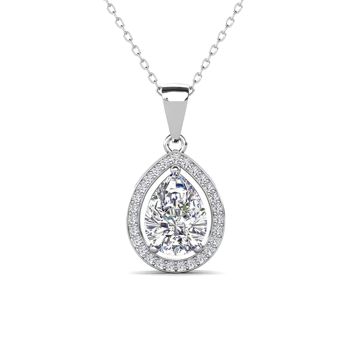 Isabel 18K White Gold Plated Pendant Necklace with Dazzling Simulated Diamond Crystals - A Timeless Elegance for Every Occasion