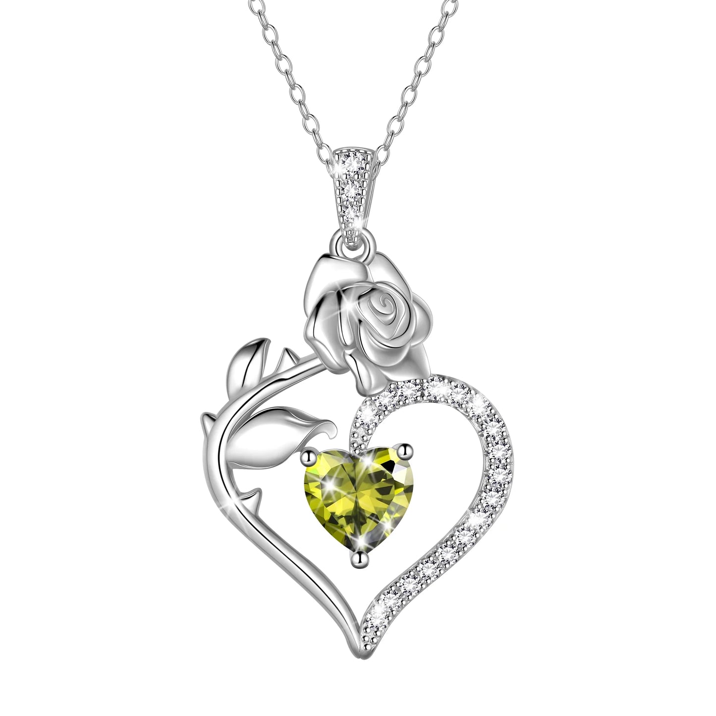 Exquisite 925 Sterling Silver Heart Rose Birthstone Necklace Featuring September Blue Sapphire – The Perfect Gift for Her on Special Occasions!