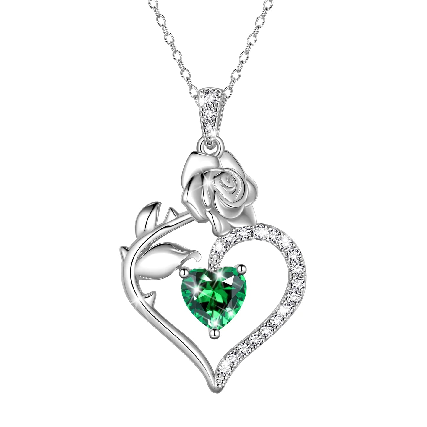 Exquisite 925 Sterling Silver Heart Rose Birthstone Necklace Featuring September Blue Sapphire – The Perfect Gift for Her on Special Occasions!