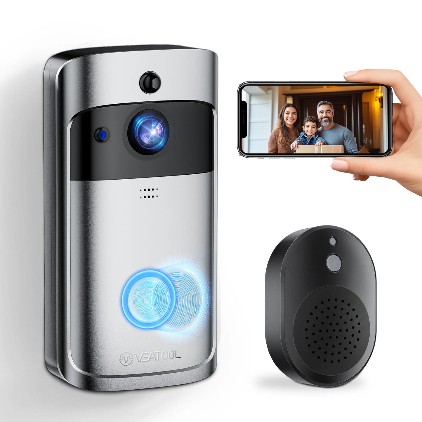 Elevate Your Security with the VEAT00L Wireless 1080P Video Doorbell Camera - 2-Way Audio, Instant Alerts & Night Vision!
