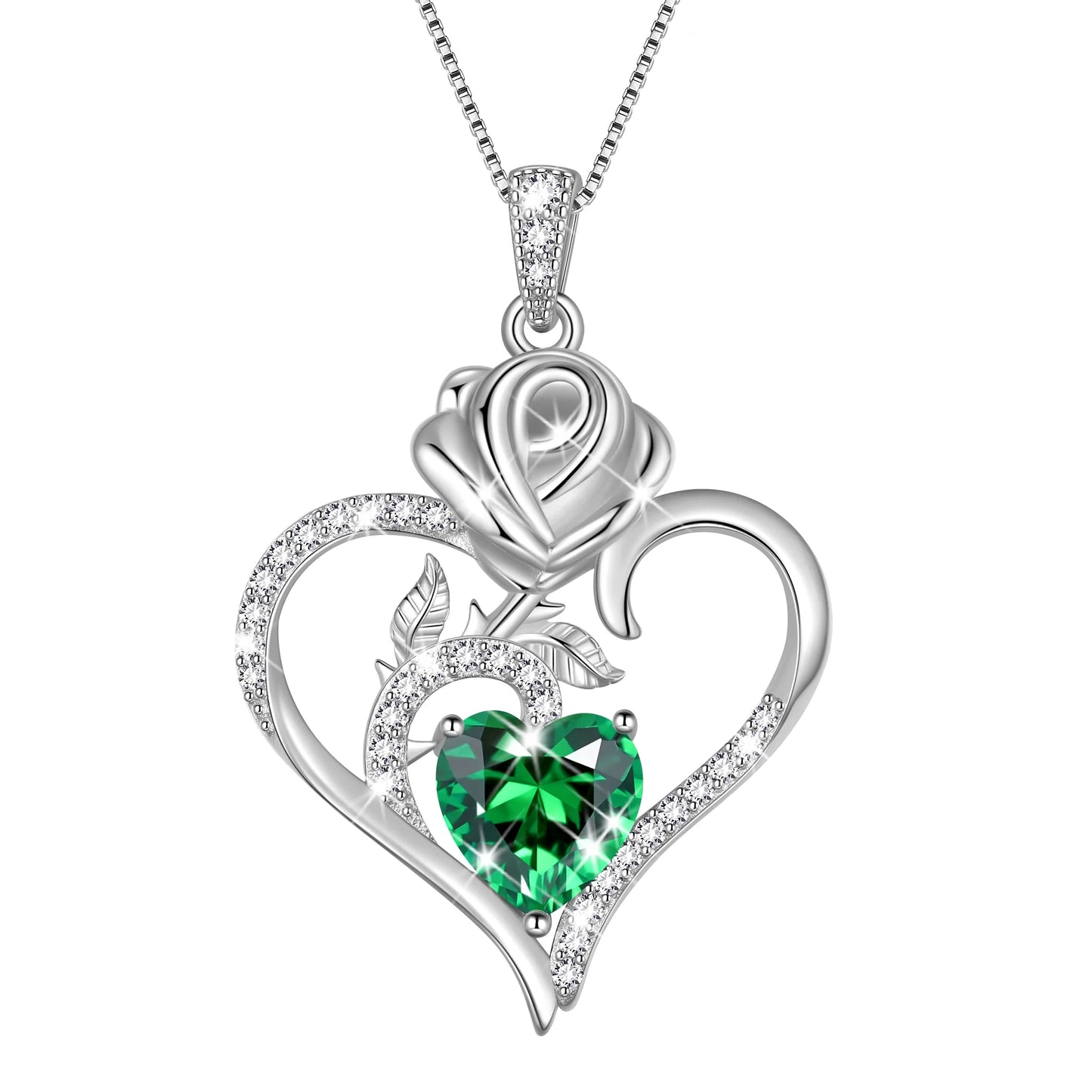 Exquisite 925 Sterling Silver Heart Rose Birthstone Necklace Featuring September Blue Sapphire – The Perfect Gift for Her on Special Occasions!