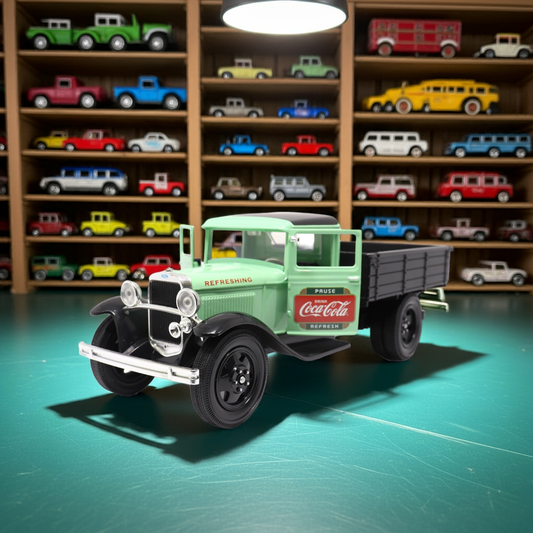 1931 Ford Model AA Pickup Truck Diecast Model - Light Green & Black Coca-Cola Edition by Motor City Classics - 1/24 Scale Collectible for Enthusiasts and Collectors