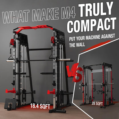Ultimate Smith Machine Home Gym: 2200 Lbs Power Rack Cage with Multi-Function Cable Crossover and Complete Home Package