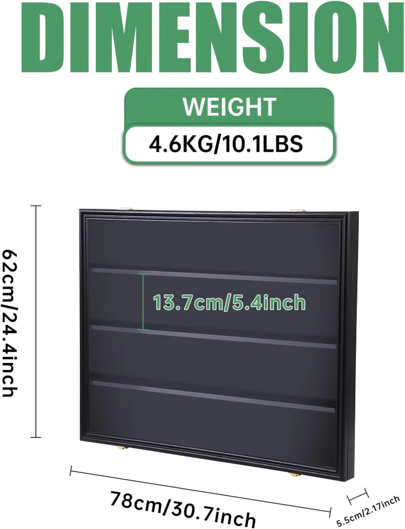Premium Horizontal 36-Card Baseball and Trading Card Display Case with UV Protection and Lockable Acrylic (1-Pack)