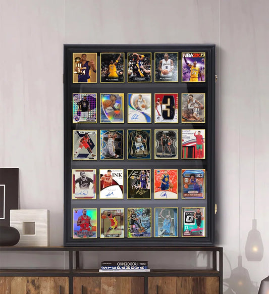 Showcase Your Collection with the Vertical 35-Card Baseball & Trading Card Display Case - Lockable, UV Protected, Perfect for Sports Fans!