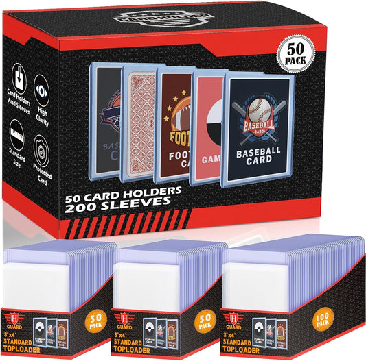 Ultimate 250 PCS Toploaders and Card Sleeves Set for Trading Cards - Perfect Protection for Baseball, MTG, TCG, and More!