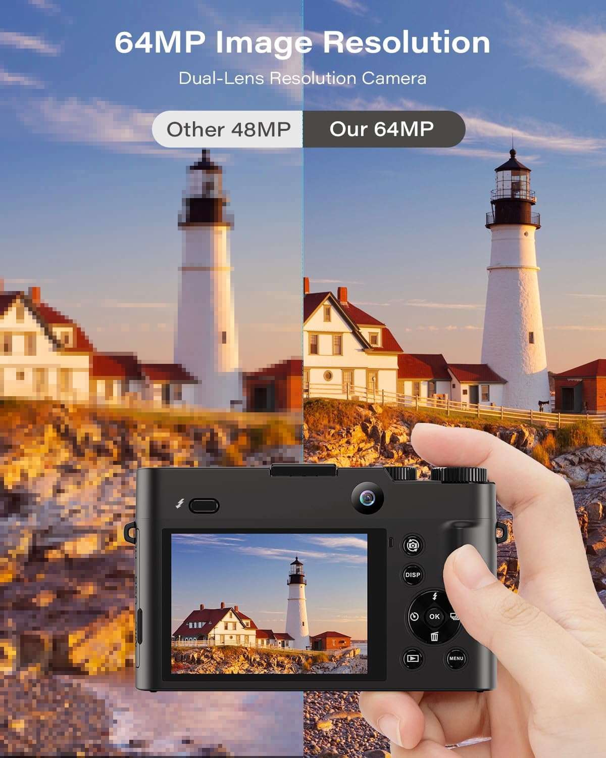 Capture Every Moment with the ACTITOP 4K Ultra HD Digital Camera - 64MP Dual Lens Vlogging Powerhouse with 16X Zoom and 32GB Card!