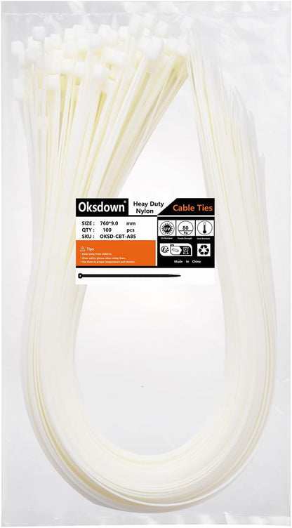 100 Pack of 12 Inch Heavy Duty Black Zip Ties - Durable Cable Management Solution with 120 Lbs Tensile Strength