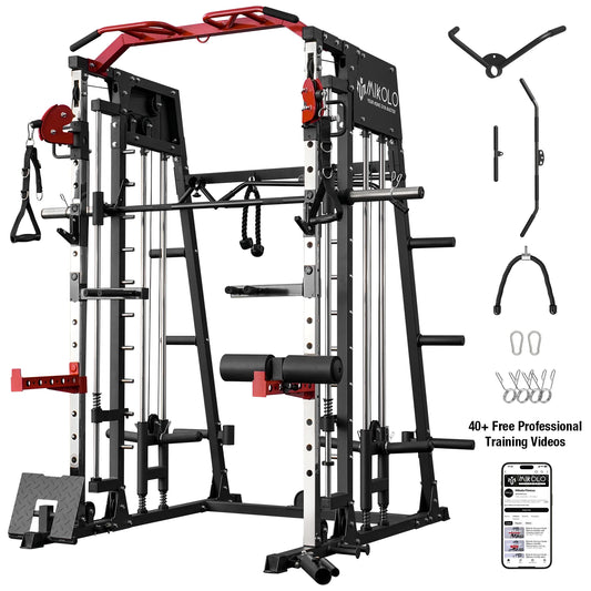 Ultimate Smith Machine Home Gym - 2200 Lbs Power Rack with Cable Crossover, 360° Landmine Attachment and Complete Strength Training Solutions