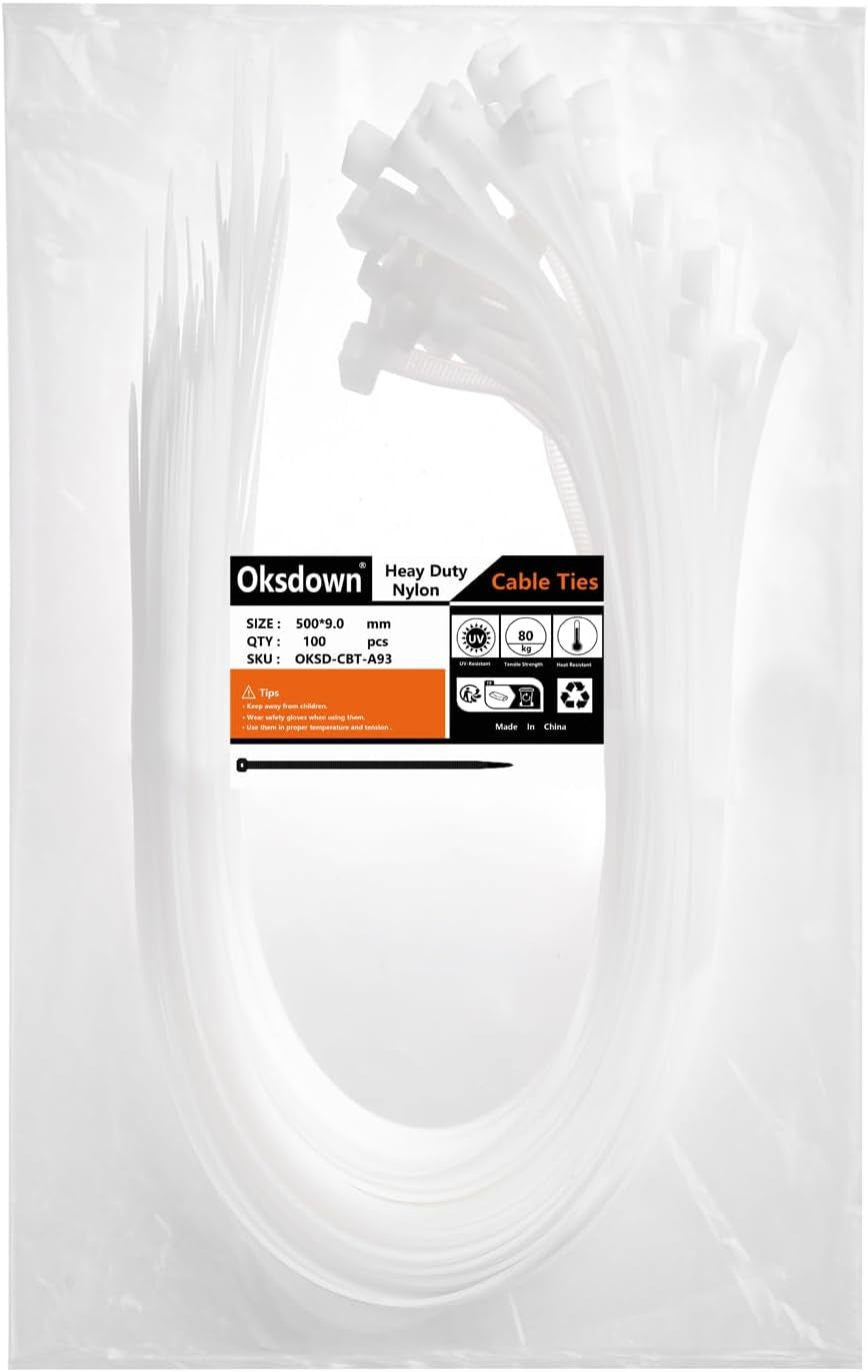 100 Pack of 12 Inch Heavy Duty Black Zip Ties - Durable Cable Management Solution with 120 Lbs Tensile Strength