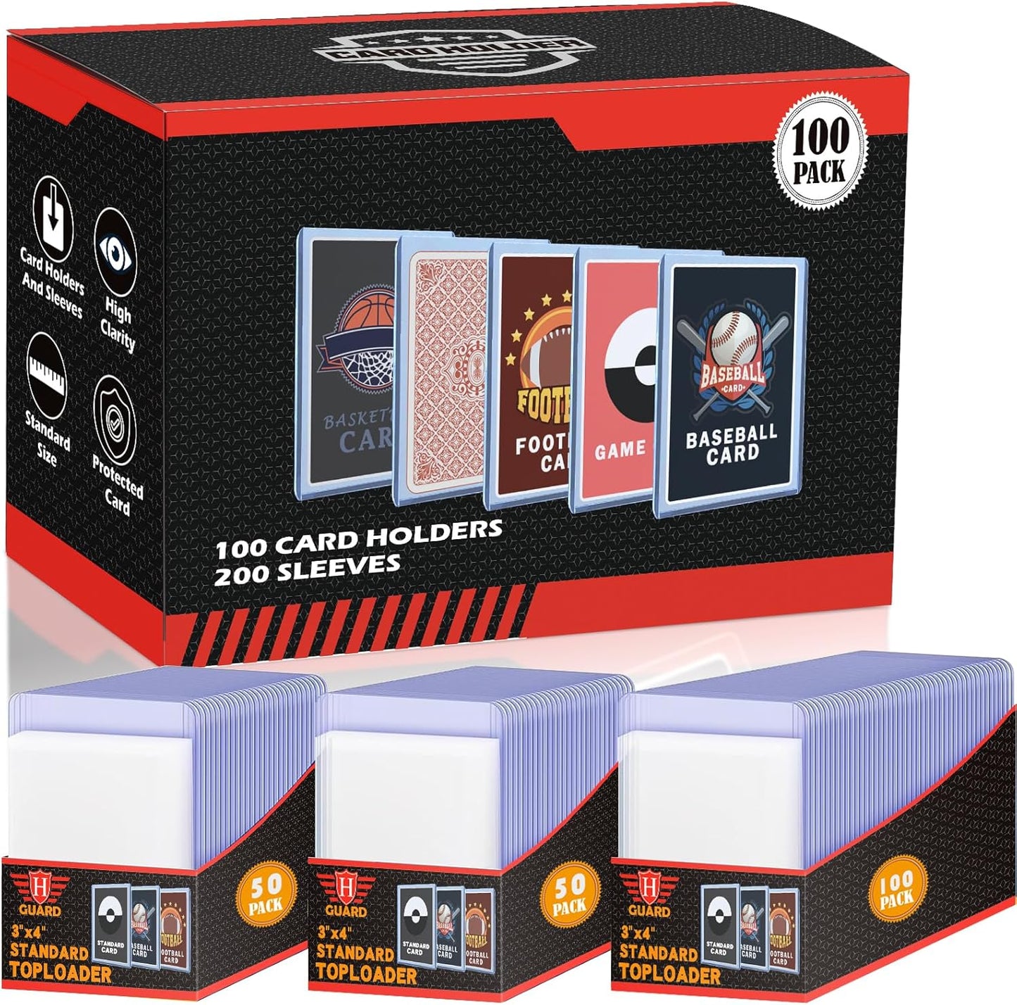 Ultimate 250 PCS Toploaders and Card Sleeves Set for Trading Cards - Perfect Protection for Baseball, MTG, TCG, and More!