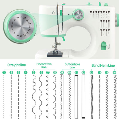 Beginner-Friendly Portable Sewing Machine with 16 Built-In Stitches and Foot Pedal
