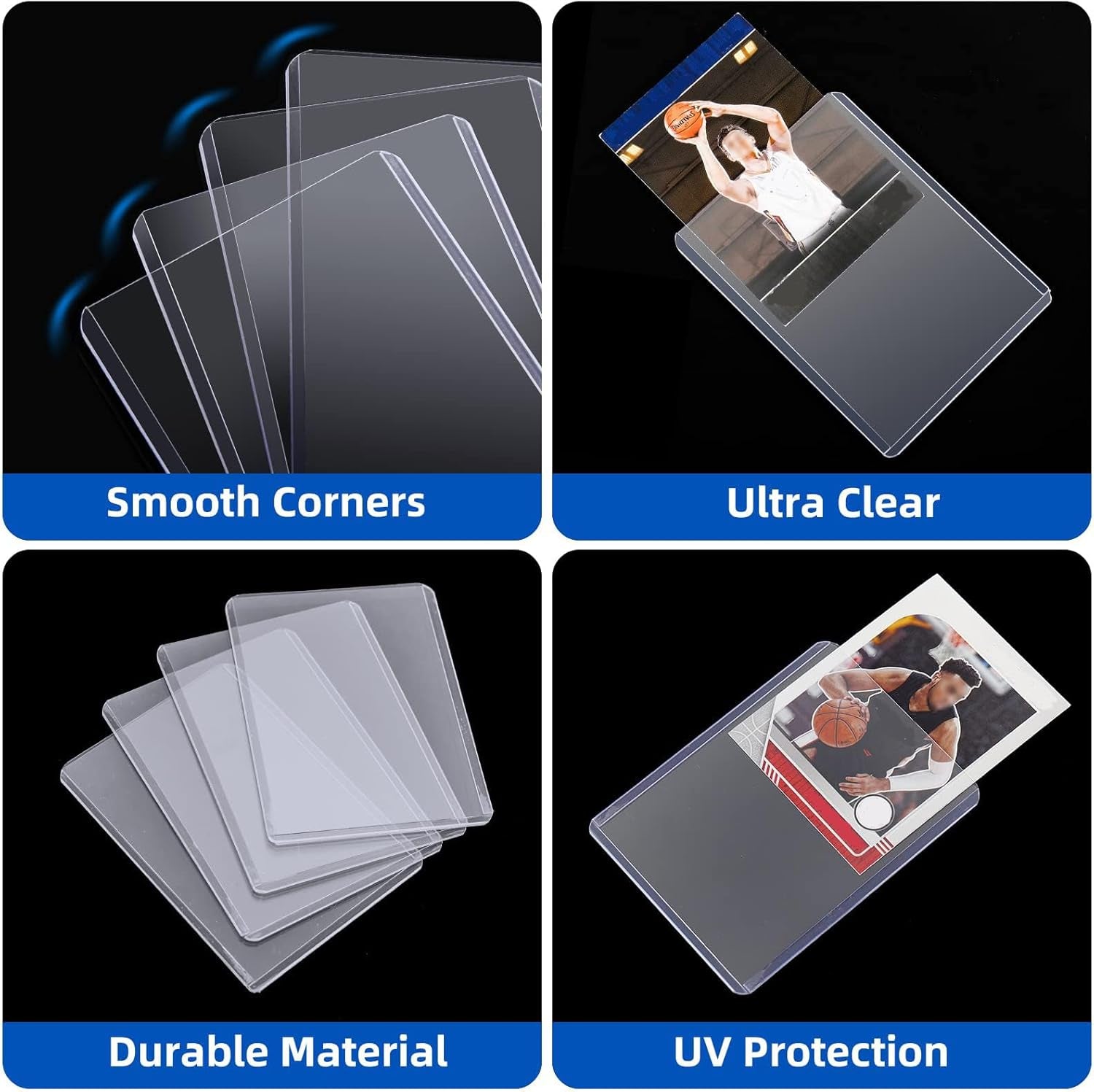 Premium Hard Plastic Toploaders and Card Sleeves Set for Trading Cards - 200 Count (100 Top Loaders + 100 Sleeves) - 3" x 4" Baseball and Sports Card Protectors