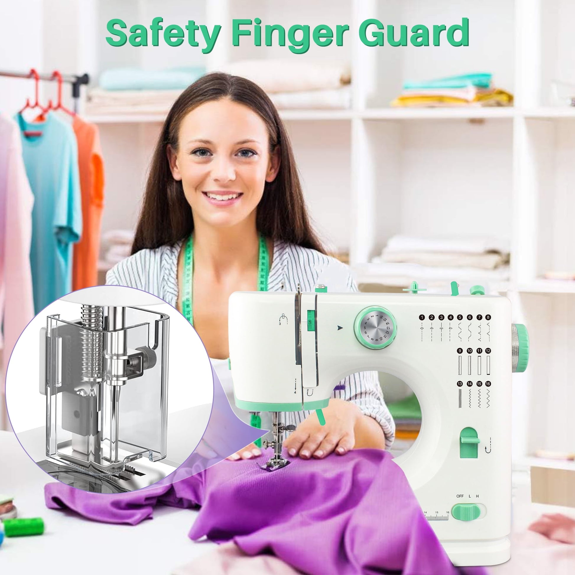 Beginner-Friendly Portable Sewing Machine with 16 Built-In Stitches and Foot Pedal