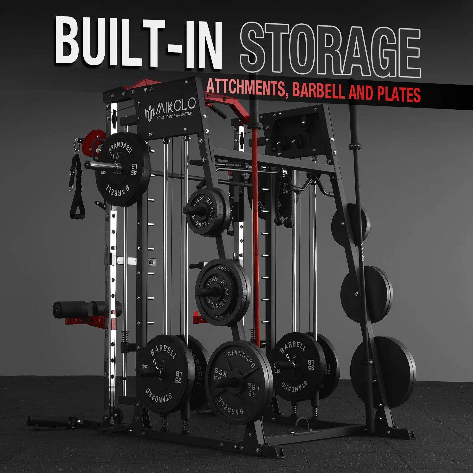 Ultimate Smith Machine Home Gym - 2200 Lbs Power Rack with Cable Crossover, 360° Landmine Attachment and Complete Strength Training Solutions