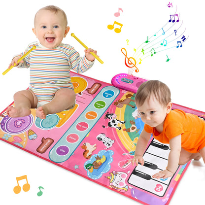 Deluxe 2-in-1 Musical Piano & Drum Mat - The Ultimate Learning Gift for Toddlers Aged 1-6!