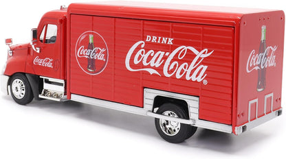 Meticulously Crafted 1:50 Scale Coca-Cola Beverage Delivery Truck with Functional Sliding Doors, Handcart, and 2 Removable Bottle Cases - A Collector's Dream!