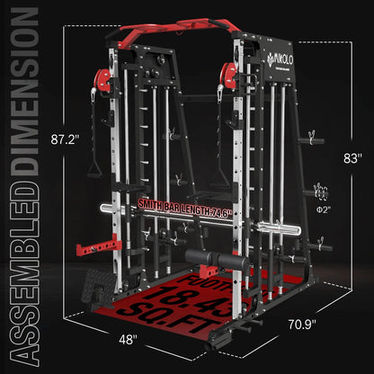Ultimate Smith Machine Home Gym: 2200 Lbs Power Rack Cage with Multi-Function Cable Crossover and Complete Home Package
