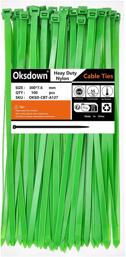 100 Pack of 12 Inch Heavy Duty Black Zip Ties - Durable Cable Management Solution with 120 Lbs Tensile Strength