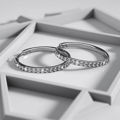 Dazzle in Elegance: Bianca 18K Yellow Gold Plated 25Mm Hoop Earrings with Sparkling Swarovski Crystals for Women
