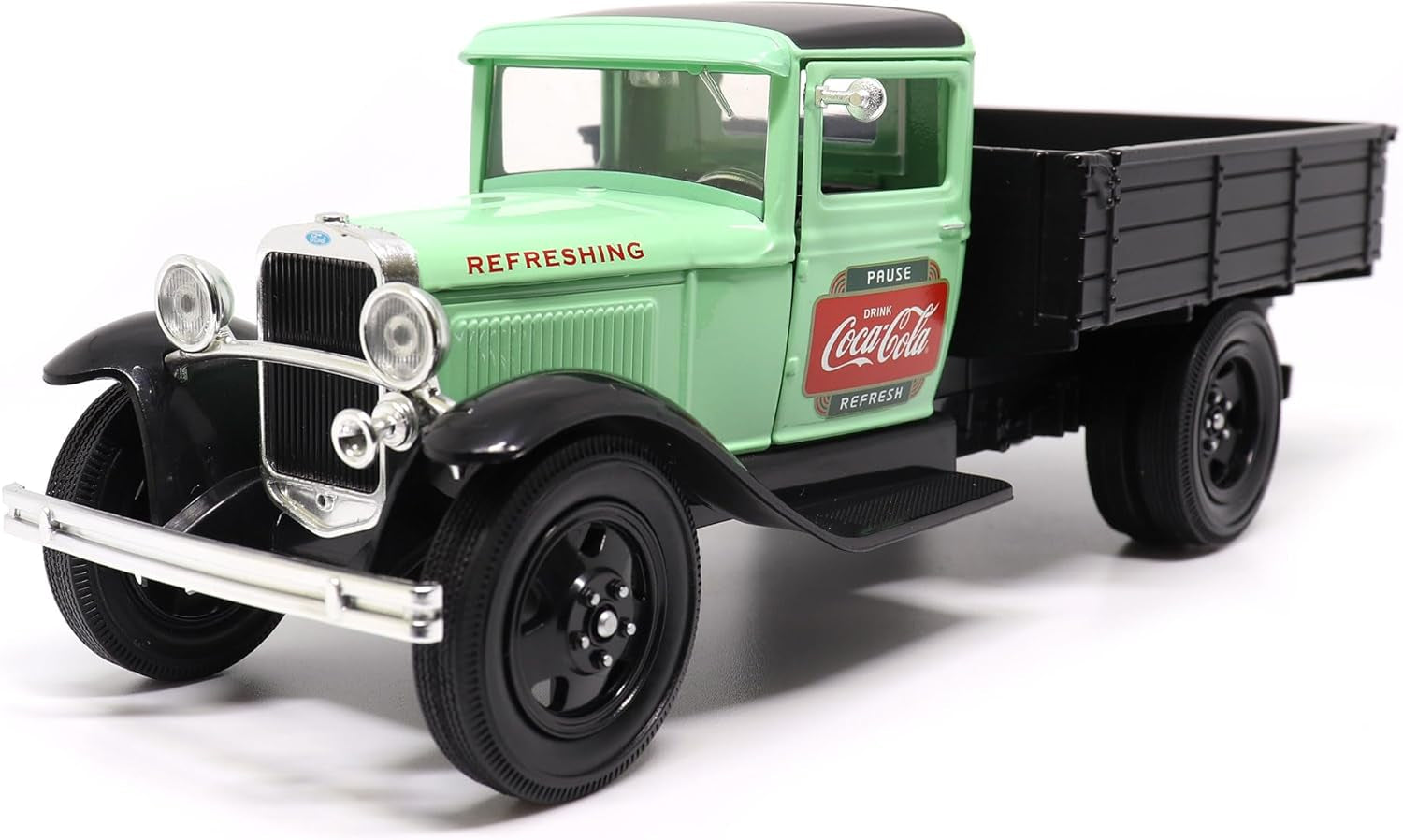 1931 Ford Model AA Pickup Truck Diecast Model - Light Green & Black Coca-Cola Edition by Motor City Classics - 1/24 Scale Collectible for Enthusiasts and Collectors