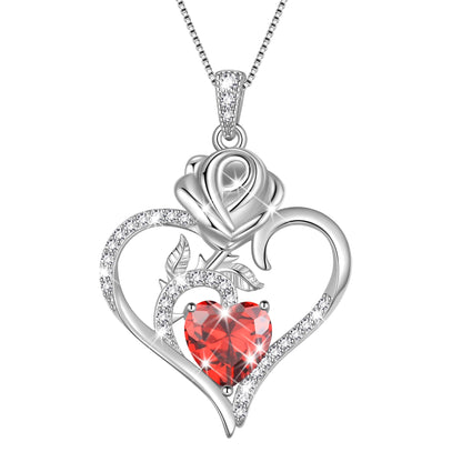 Exquisite 925 Sterling Silver Heart Rose Birthstone Necklace Featuring September Blue Sapphire – The Perfect Gift for Her on Special Occasions!