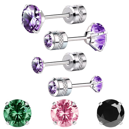 Elegant Resizable Black Stud Earrings for Women - Hypoallergenic Flat Back Nap Earrings in 3mm and 5mm for Sensitive Ears, Perfect as Birthday Gifts