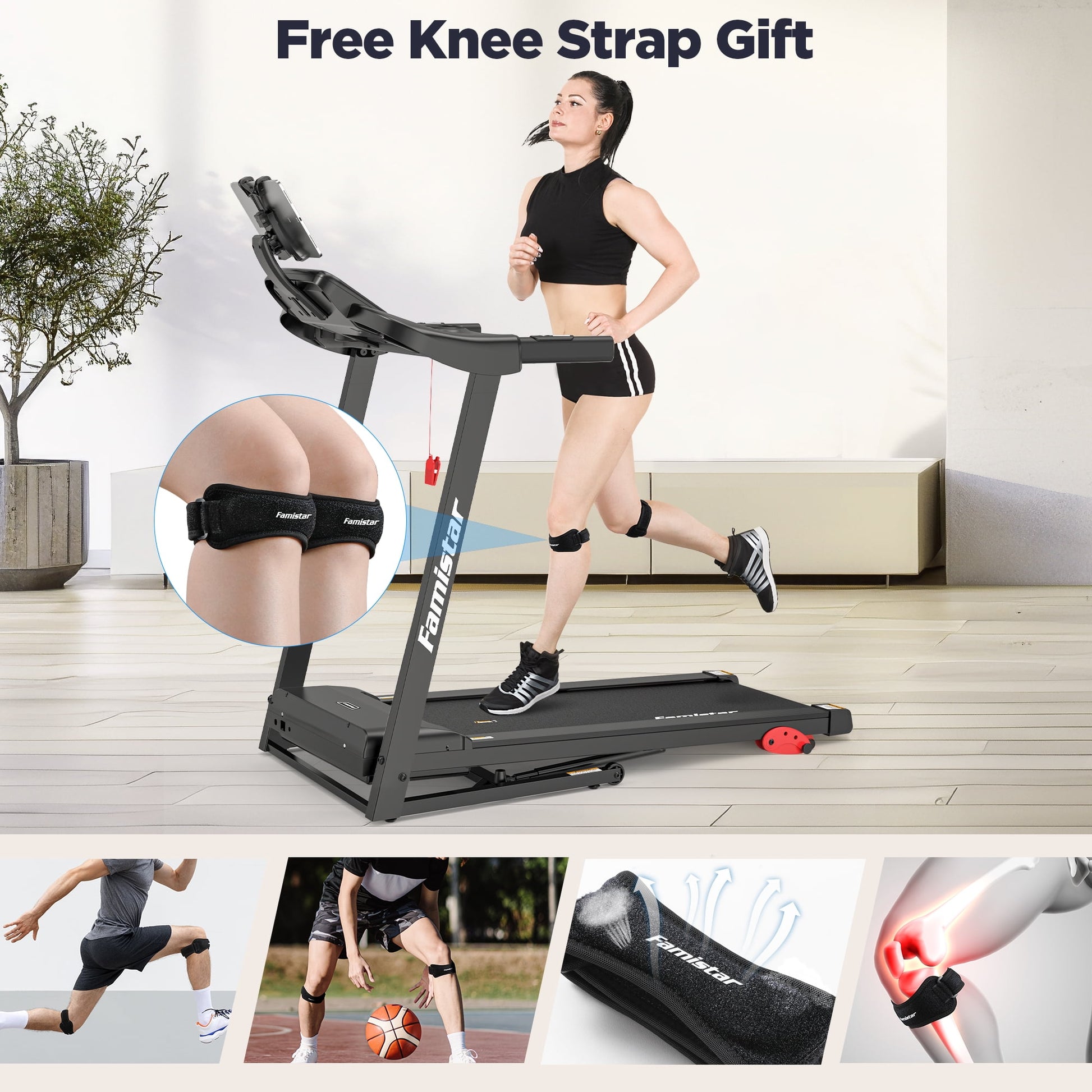Unleash Your Fitness Potential with the Home Portable Folding Electric Treadmill - Adjustable Incline, 64 Programs, 7.5 MPH Speed, and Bluetooth Speakers for Ultimate Workout Experience!