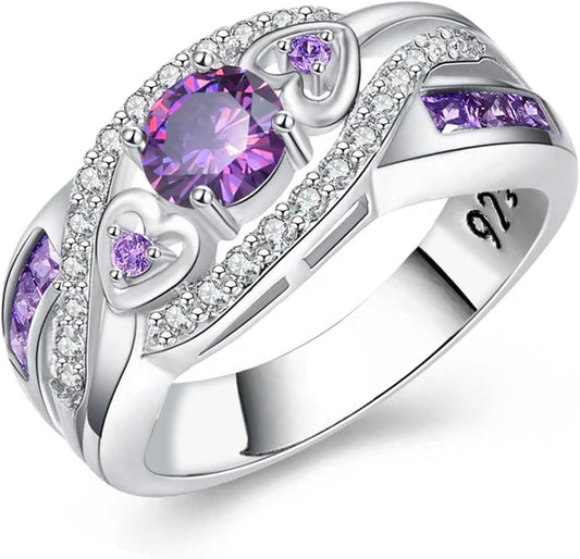 Stunning 925 Sterling Silver Rainbow Topaz Wedding Ring Band - A Dazzling Choice for Every Occasion