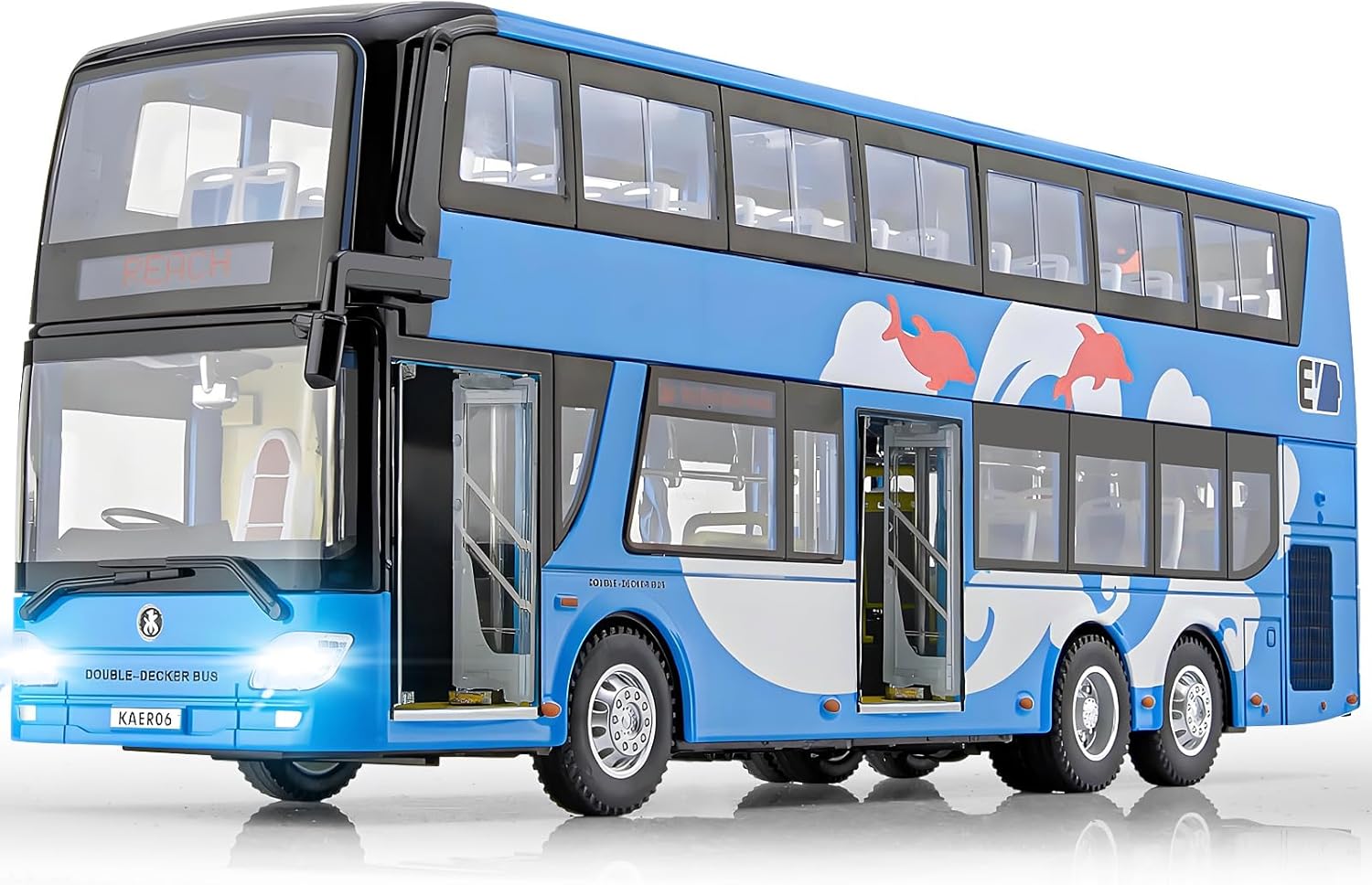 Exciting Silver 1/42 Scale Diecast Double Decker City Bus Toy - Light-Up Features & Openable Doors for Endless Imaginative Play - Perfect Gift for Young Bus Enthusiasts!