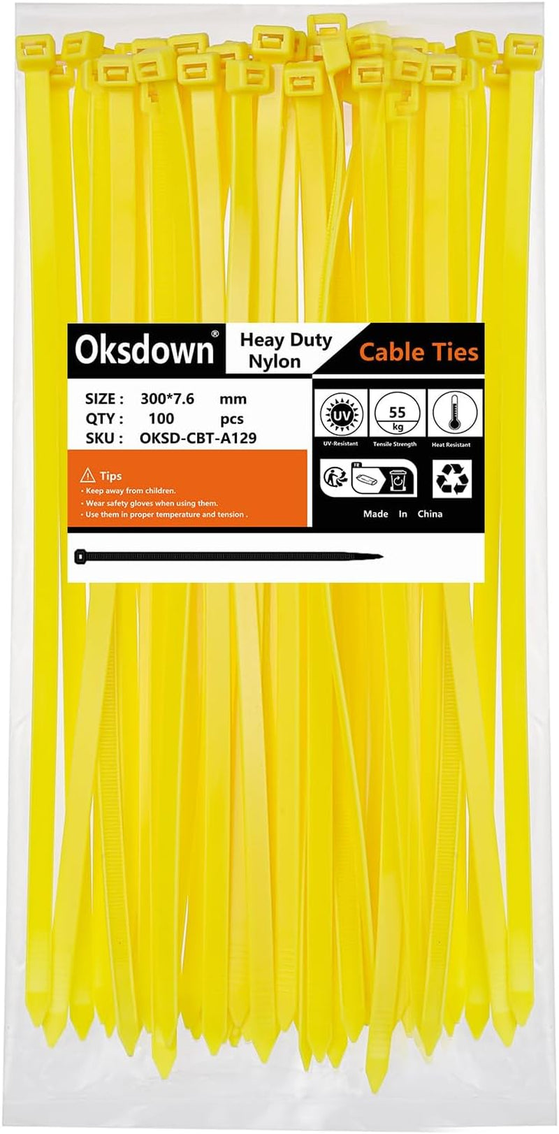 100 Pack of 12 Inch Heavy Duty Black Zip Ties - Durable Cable Management Solution with 120 Lbs Tensile Strength