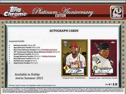 Unleash the Excitement with the 2021 Topps Chrome Platinum Anniversary Baseball Hobby Box - Featuring Mike Trout!