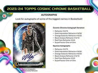 2024 Cosmic Chrome NBA Basketball Hobby Box - Unleash the Universe of Collectible Cards