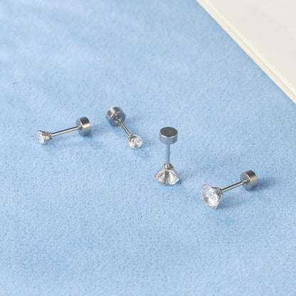 Elevate Your Style with 2 Pairs of Dazzling CZ Flat Back Stud Earrings - Perfect for Cartilage and Everyday Wear!