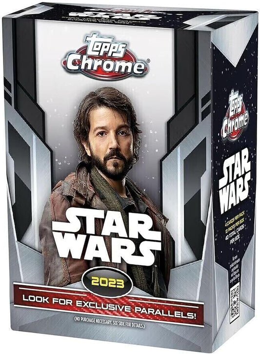 Unleash the Force with the 2023 Topps Star Wars Chrome Value Box - 10 Packs of Galactic Trading Cards!