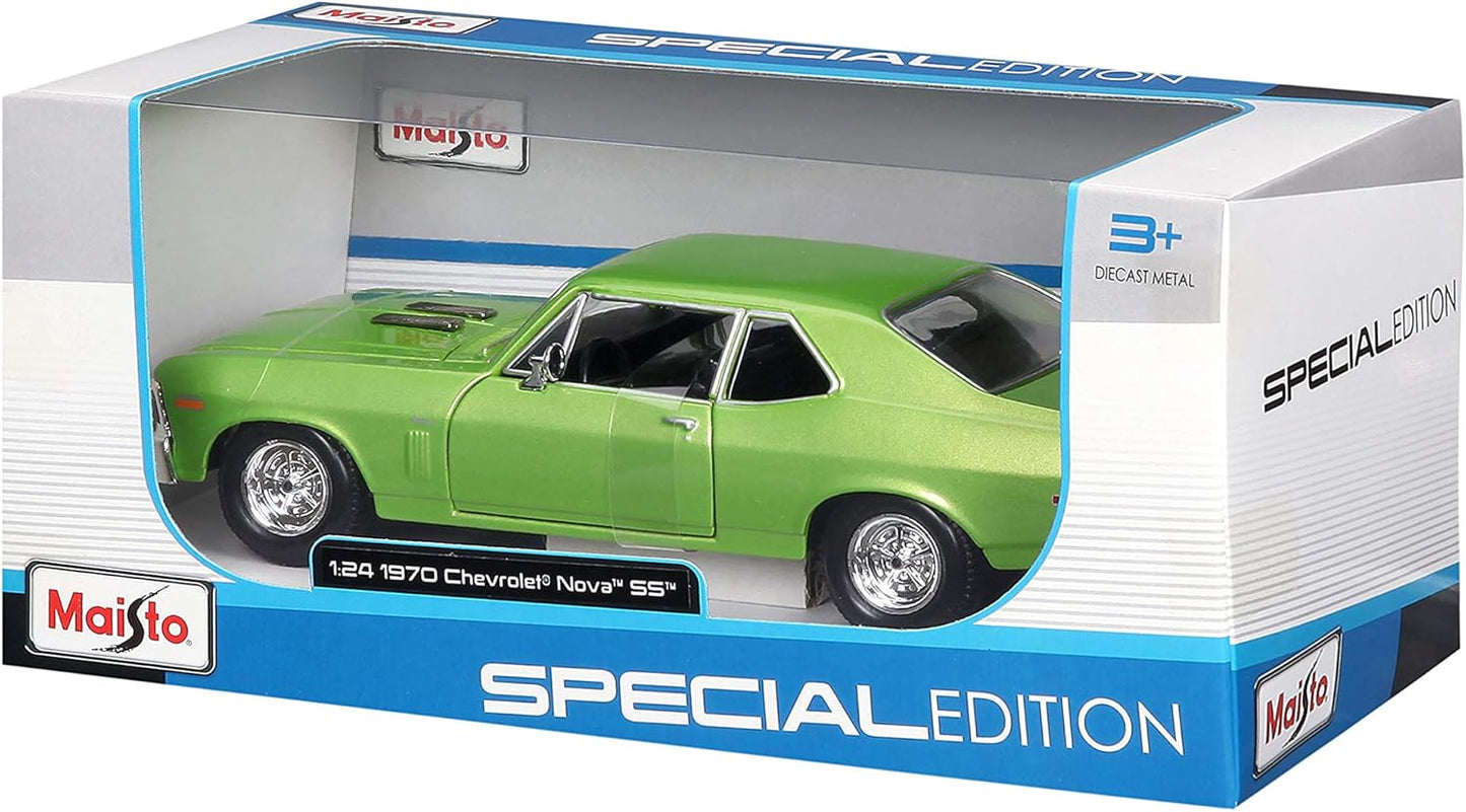 Experience the Thrill of the 1:24 Scale 1970 Chevrolet Nova SS Diecast Vehicle in Stunning Green - Perfect for Collectors and Enthusiasts!