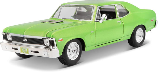 Experience the Thrill of the 1:24 Scale 1970 Chevrolet Nova SS Diecast Vehicle in Stunning Green - Perfect for Collectors and Enthusiasts!