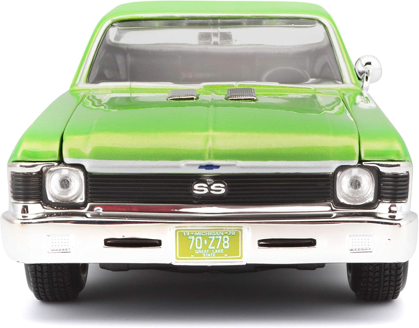 Experience the Thrill of the 1:24 Scale 1970 Chevrolet Nova SS Diecast Vehicle in Stunning Green - Perfect for Collectors and Enthusiasts!