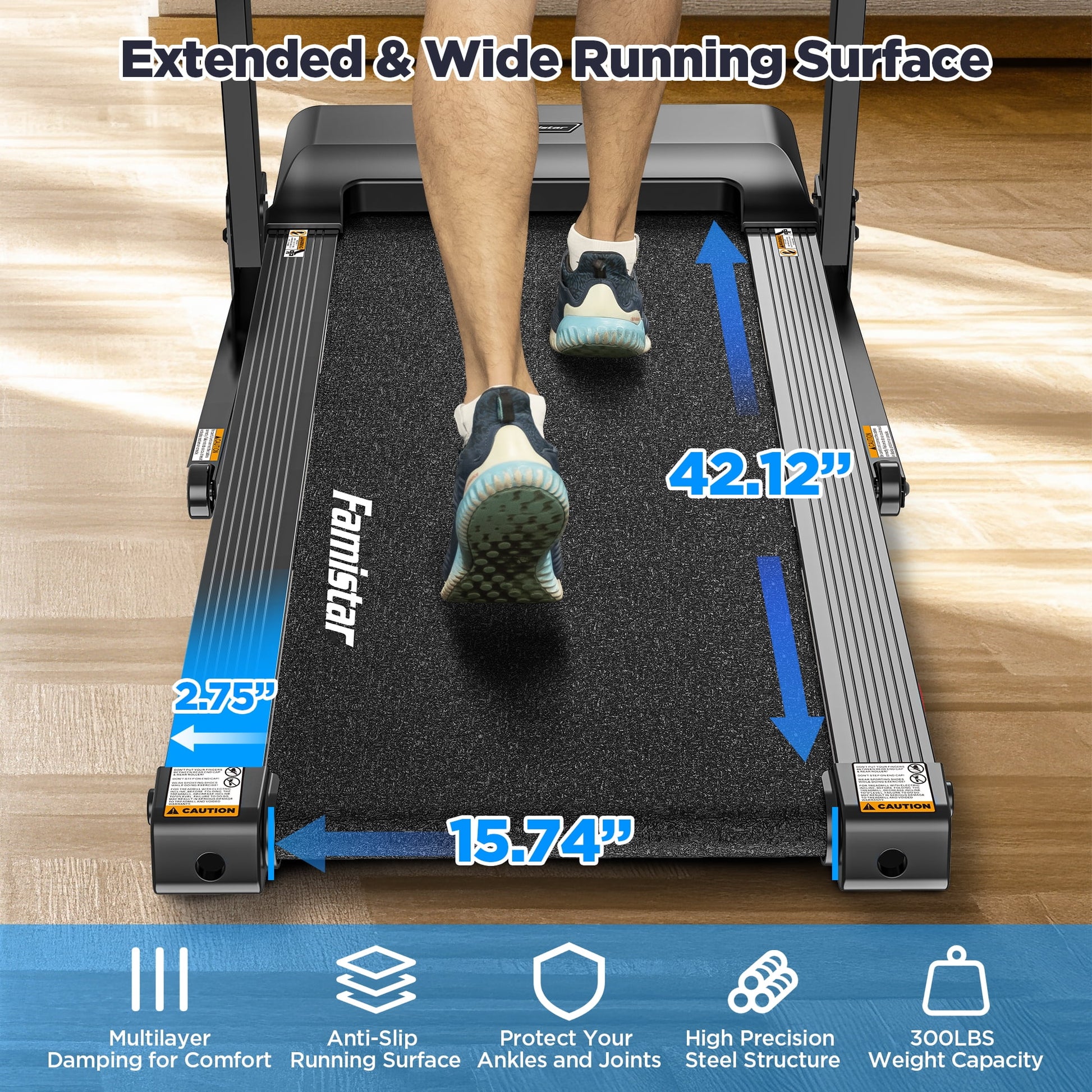 Unleash Your Fitness Potential with the Home Portable Folding Electric Treadmill - Adjustable Incline, 64 Programs, 7.5 MPH Speed, and Bluetooth Speakers for Ultimate Workout Experience!