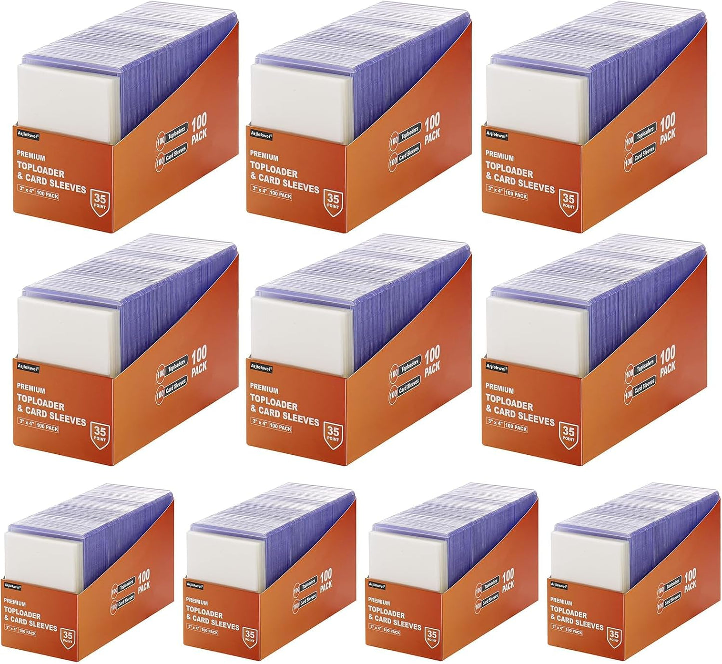 Premium Hard Plastic Toploaders and Card Sleeves Set for Trading Cards - 200 Count (100 Top Loaders + 100 Sleeves) - 3" x 4" Baseball and Sports Card Protectors
