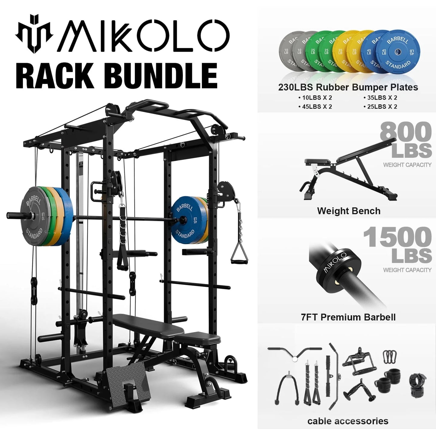 Ultimate Power Rack Cage: 1500 Lbs Weight Rack with Versatile Cable Crossover Machine – Multi-Function Squat Rack Featuring J Hooks, Dip Bars, and Landmine for Your Home Gym (Red)