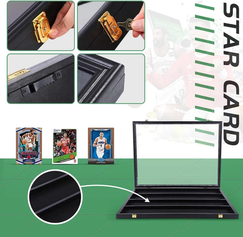 Premium Horizontal 36-Card Baseball and Trading Card Display Case with UV Protection and Lockable Acrylic (1-Pack)