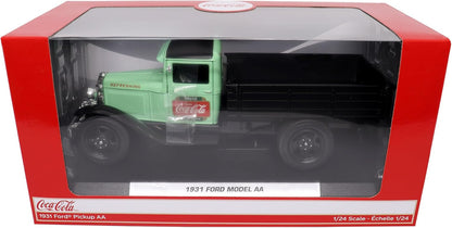 1931 Ford Model AA Pickup Truck Diecast Model - Light Green & Black Coca-Cola Edition by Motor City Classics - 1/24 Scale Collectible for Enthusiasts and Collectors