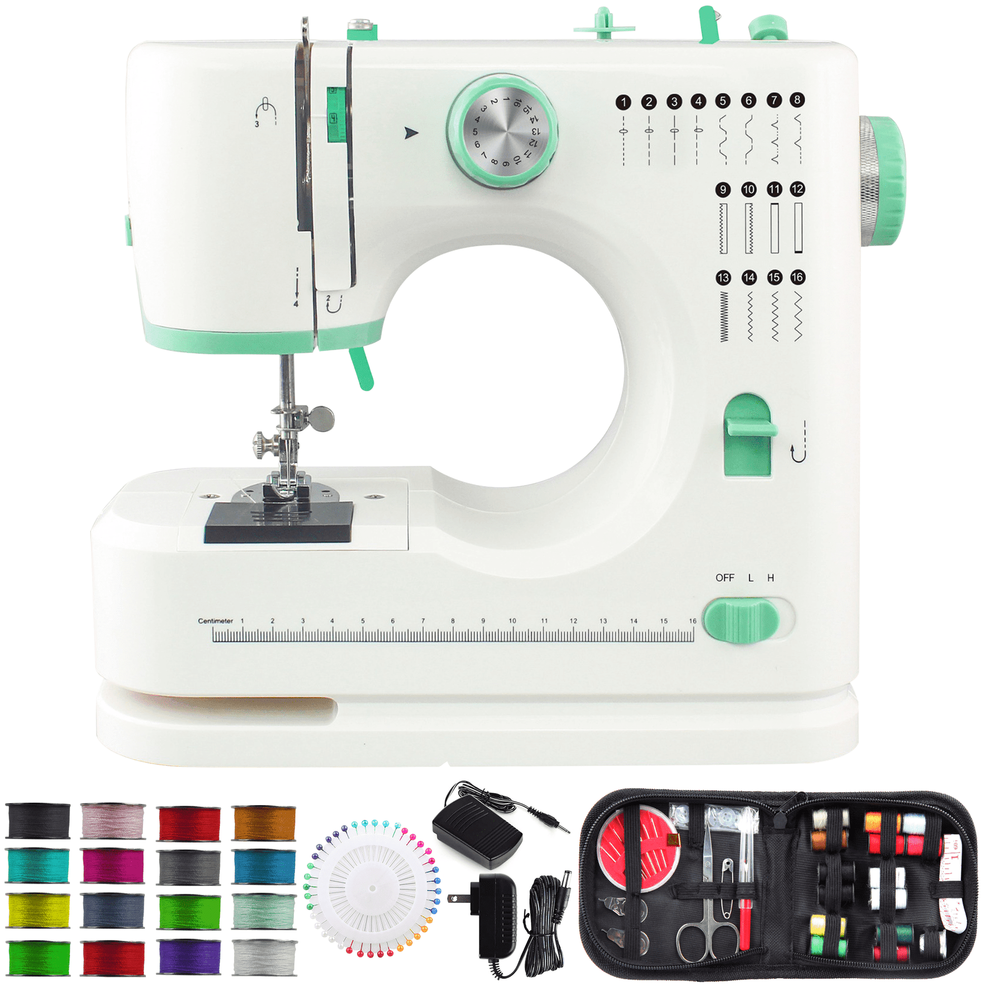 Beginner-Friendly Portable Sewing Machine with 16 Built-In Stitches and Foot Pedal