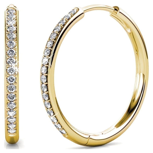 Dazzle in Elegance: Bianca 18K Yellow Gold Plated 25Mm Hoop Earrings with Sparkling Swarovski Crystals for Women