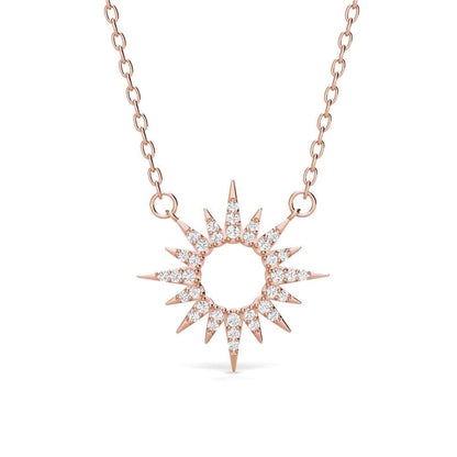 Illuminate Your Style with the Evie 18K White Gold Plated Sun Pendant Necklace Decorated with Sparkling Swarovski Crystals - The Perfect Gift for Every Woman
